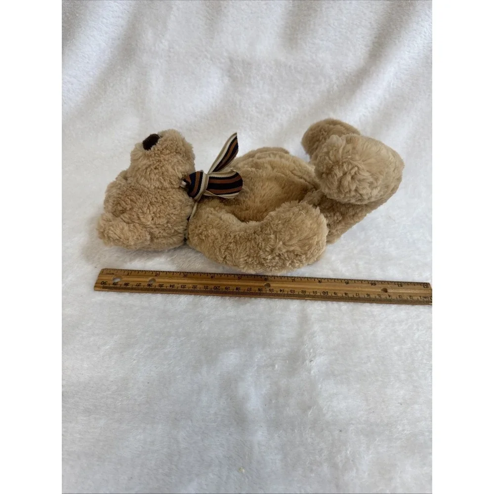 Gund Bearsnickles 2464 Tan Plush Teddy Bear with Striped‎ Bow 10 inch